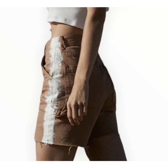 NWT PacSun Latte High Waisted Boyfriend Carpenter Shorts 90’s 23 24 25 26 Long - Picture 5 of 12